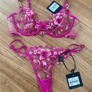 Honey Birdette Aluna lingerie set in pink